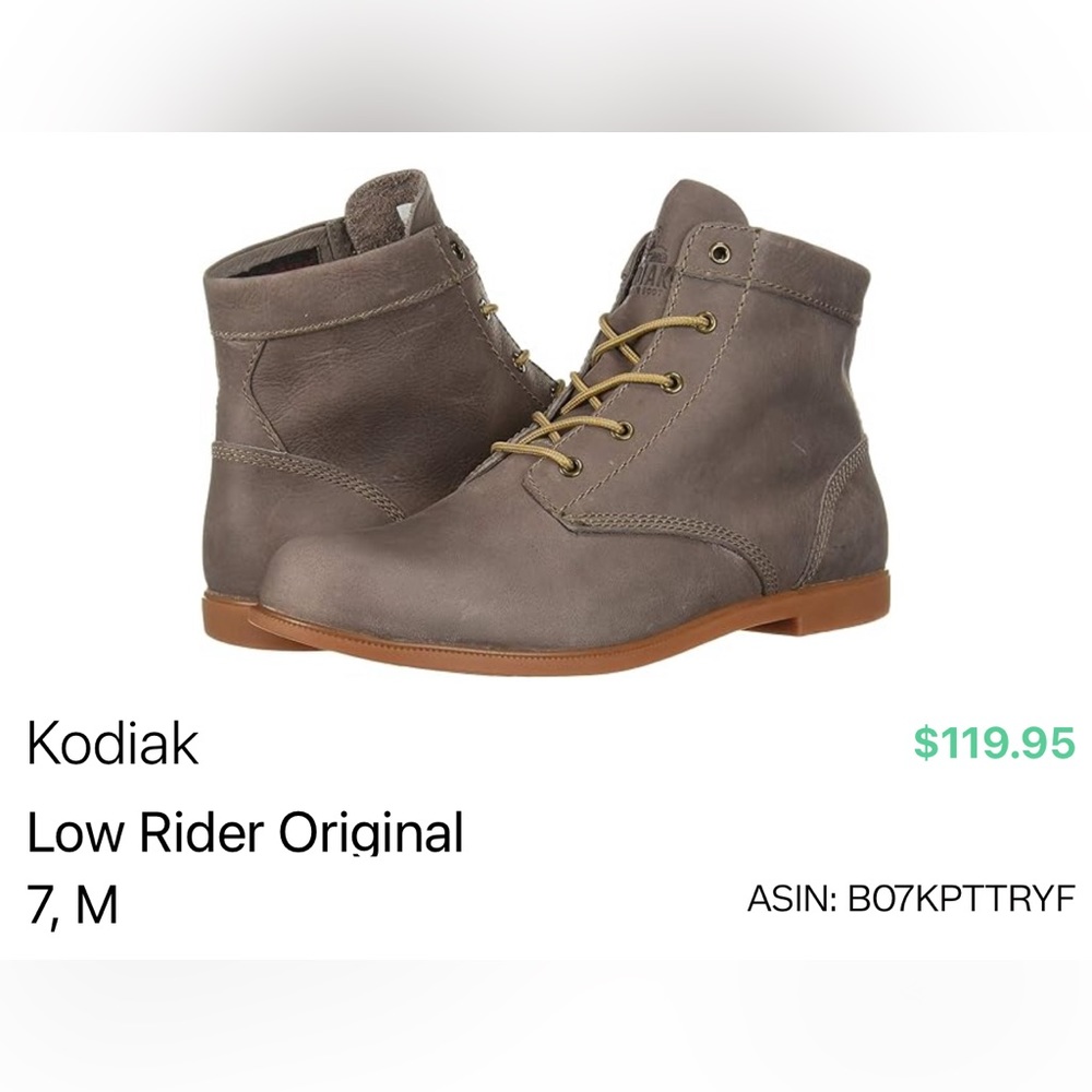 NWOB Kodiak Low Rider Original leather boots sz 7 gray/taupe